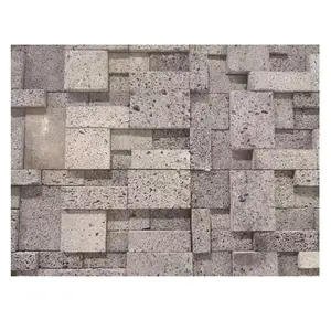 Grey Basalt Stone French Pattern 3D Mosaic Tiles For Wall