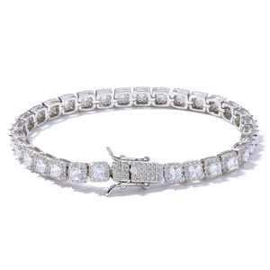 สร้อยข้อมือฮิปฮอปประดับเพชรทรงสี่เหลี่ยม เครื่องประดับผู้ชาย สร้อยข้อมือร็อคชูการ์ ปรับแต่งได้ แทนจิง - Product Image 5