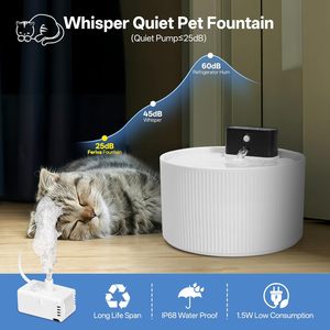 2.2L <strong>Ceramic</strong> <strong>Cat</strong> Water <strong>Fountain</strong> Wireless Sensor Rechargeable Battery Operated 4000mAh Quiet Drinking <strong>Fountain</strong> for <strong>Cats</strong> and Dogs - Product Image 5