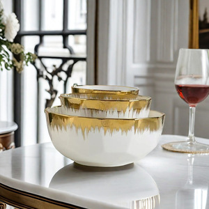 Cuencos de sopa dorados de cerámica árabe, cuencos de cereales de porcelana de 4,5 pulgadas, 5 pulgadas y 6 pulgadas para restaurantes - Product Image 4