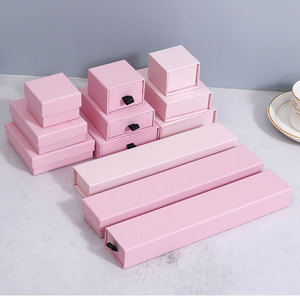 Sang trọng màu hồng giấy các tông Vòng đeo tay vòng cổ trang sức ngăn kéo Hộp bao bì - Product Image 1