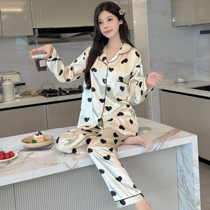 Женская Пижама на весну и лето, новая простая Домашняя одежда с длинными рукавами для взрослых, оптовая продажа - Product Image 4