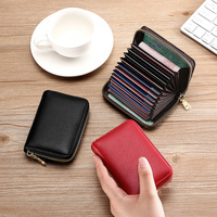 Dompet Kartu Pria Model Akordion Ringan Bahan Kulit PU Berkualitas Tinggi Warna Solid Terlaris dengan Resleting, Dompet Kecil untuk Dokumen