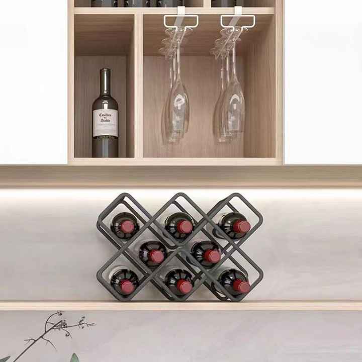 Modern Classic Black Metal Wire Wine Rack Countertop Table Top Bottle ...