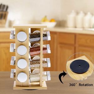 Factory Direct Bamboo High Quality Kitchenware <b>Kitchen</b> <b>Shelf</b> Rack Bamboo Spice Racks Rotating - Product Image 2
