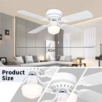 Ventilateur de plafond électrique moderne décoratif de 42 pouces avec moteur AC, lumière LED et lustre pour usage hôtelier