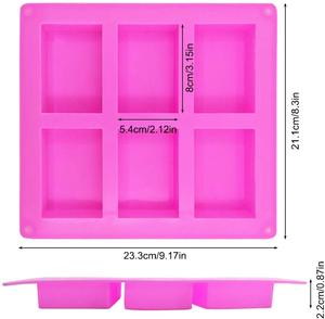 Molde cuadrado de silicona para jabón de <span class=keywords><strong>6</strong></span> cavidades, molde para hornear, molde para pasteles, galletas, moldes para dulces de Chocolate, bandejas para cubitos de hielo hechas a mano DIY - Product Image 6