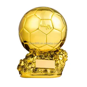 Trofeo de resina de bolas doradas para partidos de fútbol, suministros de ventilador personalizados para jugadores MVP