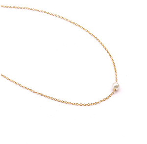 Colliers en chaîne de câble à maillons en forme de croix plaqués or 18 carats, en acier inoxydable anti-ternissement, collier ras du cou avec <span class=keywords><strong>perle</strong></span> <span class=keywords><strong>flottante</strong></span> pour femmes - Product Image 4