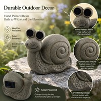Figurine de jardin solaire en résine grise, adorable escargot, lumière LED chaude, œil lumineux, ornement animal pour la décoration de la terrasse et de la table