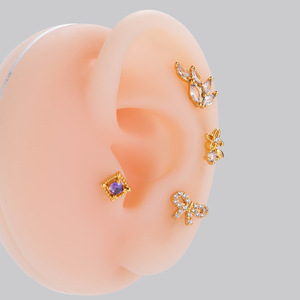 Piercing <span class=keywords><strong>de</strong></span> Titanio <span class=keywords><strong>Gaby</strong></span> ASTM F136 G23, Tipo Push Pin, 18g, Sin Rosca, Titanio Dorado, Labret, Pendientes <span class=keywords><strong>de</strong></span> Espalda Plana, Joyería Corporal al por Mayor - Product Image 2