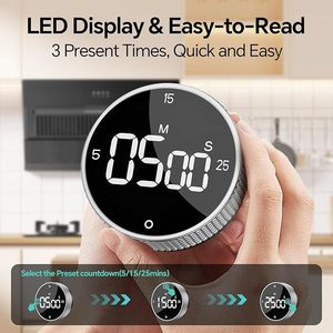 Temporizador <span class=keywords><strong>de</strong></span> Cocina Digital Magnético LED Grande, con Volumen Ajustable, Alarma Fuerte, 3 Preajustes <span class=keywords><strong>de</strong></span> 5/15/25 Minutos, <span class=keywords><strong>para</strong></span> Cocinar, Estudiar, Trabajar, OEM - Product Image 5