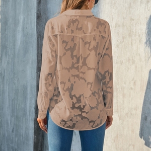 Chemisier ample décontracté en mousseline de soie jacquard imprimé pour femme grande taille – Tendance - Product Image 2