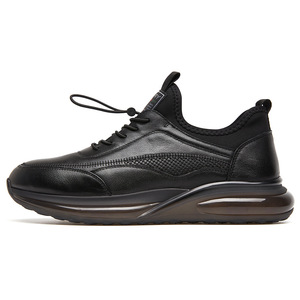 Chaussures de marche et de course noires personnalisées avec logo d'entraîneur, en cuir véritable, avec coussinets, baskets décontractées - Product Image 6