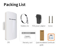 COMFAST CF-E110N Puente Inalámbrico CPE de Alta Velocidad de 300 Mbps y 2.4 GHz con Antena y Potencia de Salida de 200 mW para Comunicación y Redes