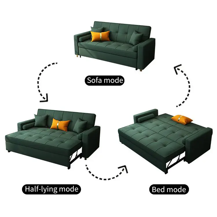 Modern Luxury Living Room Furniture Foldable 2 Seater Sofabed Folding Sofa Cum Bed
