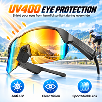 Lunettes de cyclisme intelligentes 5.3 44g UV400 130mAh 4-5H Musique Commande tactile Étanche IPX-4 Type-C Audio ouvert 50H en veille Lentille anti-vent