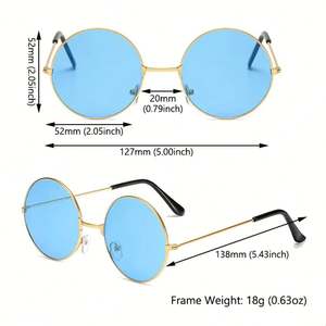 Lunettes de soleil rondes personnalisées avec logo, pas chères, pour hommes et femmes, verres miroir colorés UV400, monture en alliage, pour fêtes - Product Image 6