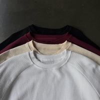 Camiseta Oversize de Hombre Personalizada de 300 g/m² con Estampado Digital, Estilo Waffle Boxy, Manga Larga, Casual, Streetwear, Venta al por Mayor, de Gran Gramaje