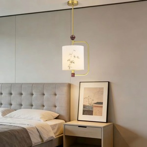 Lampe suspendue <span class=keywords><strong>LED</strong></span> en fer doré de style chinois, design Feng Shui Zen, nouvelle collection, avec télécommande et commande vocale, idéale pour le thé. - Product Image 1