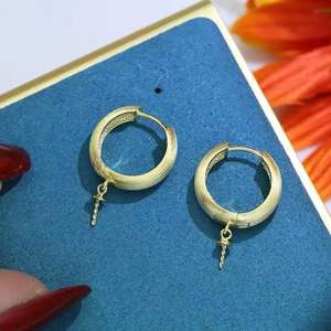 Accessoire en argent S925 pour la création de bijoux, boucles d'oreilles pendantes tendance 2021 avec perles rondes de 10 à 15 mm, argent brossé, support vide pour ongles - Product Image 3