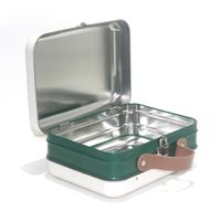 Boîte à lunch en fer blanc pour enfants avec poignée emballage cadeau rectangulaire récipient en métal pour bonbons collations biscuits stockage de chocolat