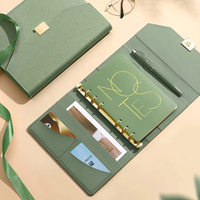 Classeur économique à feuilles mobiles en cuir personnalisé pour enveloppe d'argent de luxe Journal Notebook 6 anneaux classeur pour cadeau