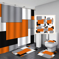 Ensemble de salle de bain de style américain Tapis hydrofuge Rideau de douche géométrique abstrait moderne