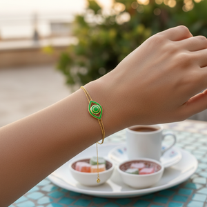 สร้อยข้อมือออกแบบตาเขียวเคลือบขายส่ง 925 เครื่องประดับเงินสเตอร์ลิงตุรกีสําหรับผู้หญิง - Product Image 2