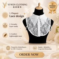 Col de chemise détachable pour femme, accessoire vestimentaire solide, doux, respirant, ajouré, avec broderie florale en dentelle, faux col