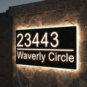 Señal de número de casa retroiluminada LED, señal de número de casa moderna, números de casa iluminados, señal de Casa de metal personalizada, placa de dirección - Product Image 6