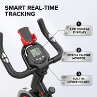 Bicicleta de Ciclismo Indoor Silenciosa con Manillar Ajustable, Asiento, Monitor LCD, Sensor de Pulso y Soporte para Tablet, Ideal para Apartamentos y Hogares