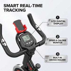 Vélo de spinning <span class=keywords><strong>d</strong></span>'intérieur silencieux avec guidon réglable, siège, écran LCD, capteur de fréquence cardiaque et support tablette pour <span class=keywords><strong>appartement</strong></span> et maison - Product Image 3