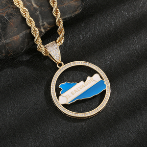 <span class=keywords><strong>Collares</strong></span> y Colgantes de Cobre con Moissanita, Diseño de Mapa de El Salvador, Chapados en Oro de 14k, Estilo Hip Hop para Discoteca - Product Image 3