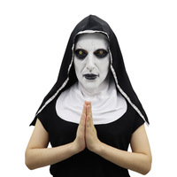 En stock - Masque de nonne du film d'horreur Halloween The Conjuring 2, en latex, avec fonction lumineuse, accessoire de cosplay et costume, tailles M/L/XL