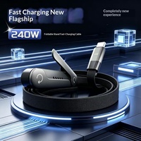 Câble de données pliable à charge rapide de 1,5 m 240 W avec deux têtes en forme de C, adapté à la charge de téléphone