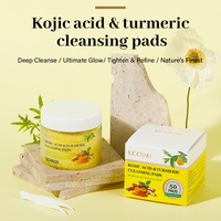 Lingettes nettoyantes coréennes à l'acide kojique et au curcuma, nettoyage en profondeur, éclaircissement du teint, avec curcuma et gingembre, 50 lingettes
