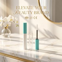 Flacon de mascara turquoise certifié ISO HALAL pour achat en gros, emballage vide pour maquillage des yeux avec applicateur brosse blanche, prix usine