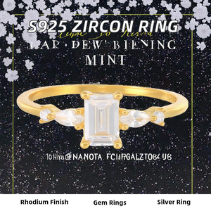 <b>Sweet</b> Elegant S925 Sterling Silver Gold Plated Square Zircon Ring Candy Pink and Yellow Women's Wedding <b>Party</b> Gift Jewelry - Product Image 2