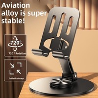 Support de téléphone pliant rotatif à 360 degrés en alliage d'aluminium étanche Support de téléphone universel en métal pour lit de tablette de bureau