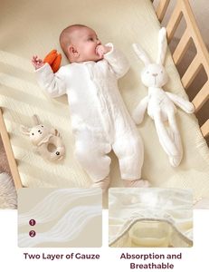 100% di cotone mussola per culla per bambini Set 2 pezzi morbido e traspirante e resistente con stampa giraffa <span class=keywords><strong>bianca</strong></span> copri materasso per culla - Product Image 3