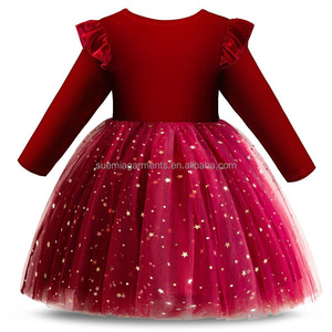 Abito da Festa per Bambine con Maniche Lunghe <span class=keywords><strong>in</strong></span> <span class=keywords><strong>Tulle</strong></span> Natalizio, Produzione Personalizzata con Basso MOQ - Product Image 4