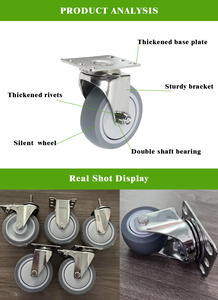 Top-Angebot 2/3 Zoll Edelstahl TPR 50mm Lenkrollen 360 Grad Schwenkbare Edelstahlrollen - Product Image 2