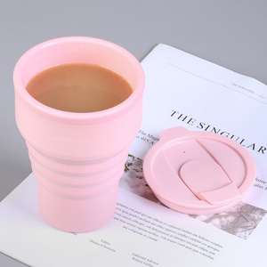 Custom Portable Travel Camping Folding Drinking Coffee Mug Reusable Silicone <strong>Collapsible</strong> <strong>Cup</strong> With Straw - Product Image 3