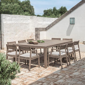 Ensemble de table à manger ronde en teck pour extérieur, résistant aux intempéries, meubles de jardin pour villa et cour. - Product Image 4