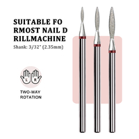 Mata Bor Kuku Bentuk Api Berlian 3/32 Shank Dry Manicure Burr untuk Membersihkan Kuku dan Menghilangkan Kutikula