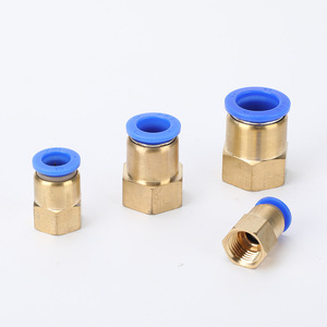 ข้อต่อลมแบบนิวเมติกซีรีส์ PCF แบบปลดเร็วสำหรับสายลม ข้อต่อเกลียวใน ทองแดงตรง สภาพใหม่ รุ่น PCF6-01/8-02/10 - Product Image 1