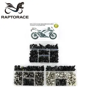 Raptorace-Kit de tornillos de carenado de acero para motocicleta Kawasaki Ninja 300, juego de tornillos de sujeción de montaje, tornillo de carrocería, tuerca de arandela, posventa 10,9