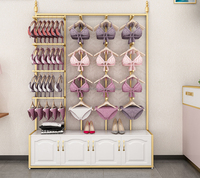 Étagère de présentation pour magasin de détail, design brillant doré, pour soutien-gorge, écharpe, gants, chaussettes, avec crochet