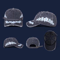 Casquette de baseball vintage avec logo personnalisé brodé, visière incurvée, effet délavé et usé